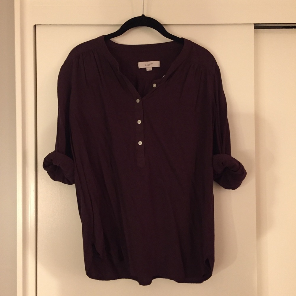 Eggplant LOFT blouse - size Medium